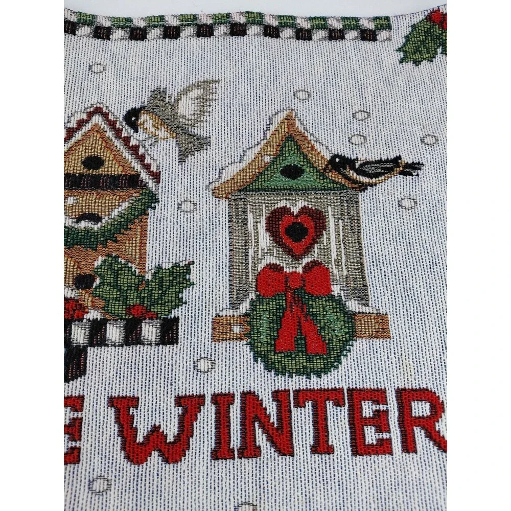 Winter Tapestry Bird House Happy Holidays 4 Placemats  18x12